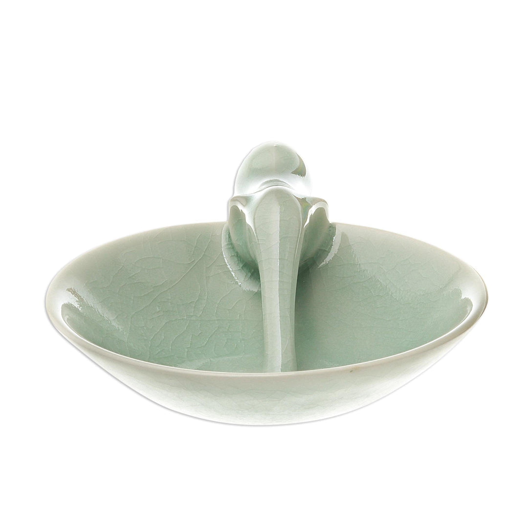 Elephant-Themed Celadon Ceramic Incense Holder - Sipping Elephant