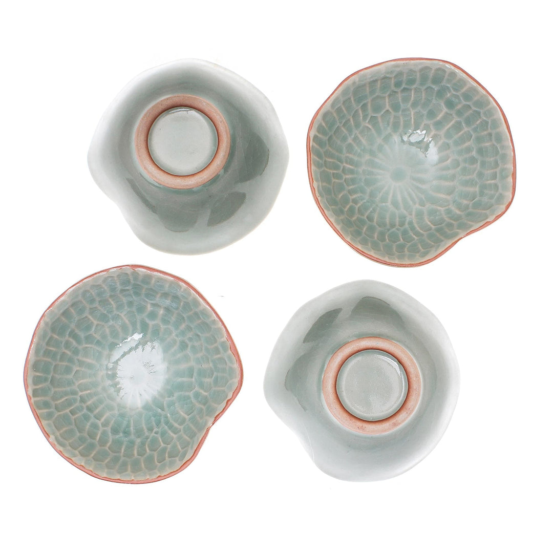 Celadon Ceramic Appetizer Bowls from Thailand (Set of 4) - Sunflower Dream
