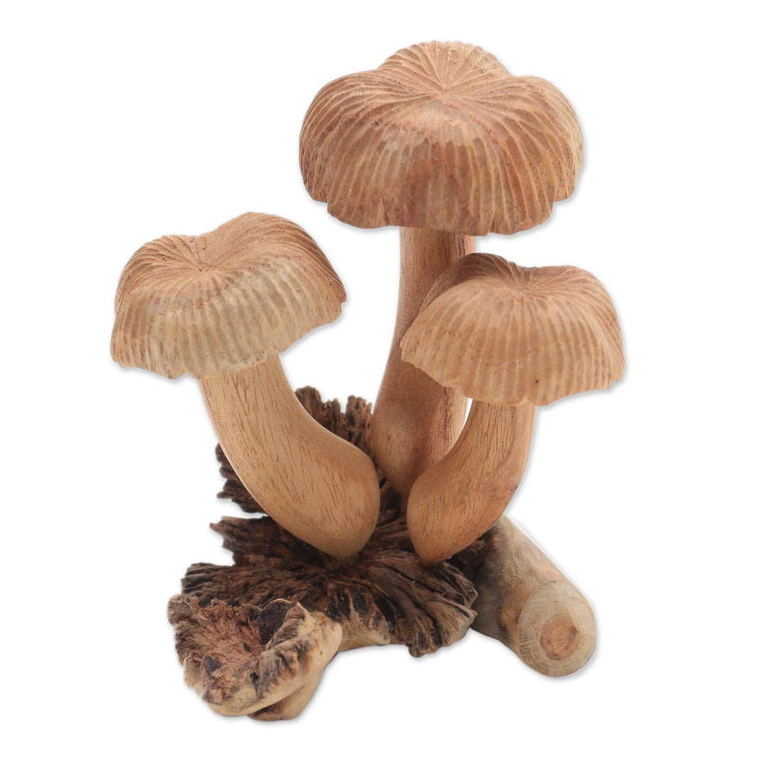 Jempinis Wood Mushroom Figurine from Bali - Bali Mushrooms