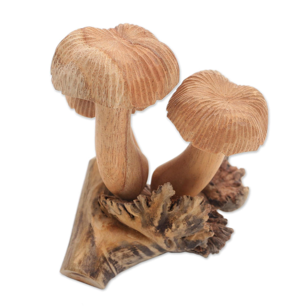 Jempinis Wood Mushroom Figurine from Bali - Bali Mushrooms
