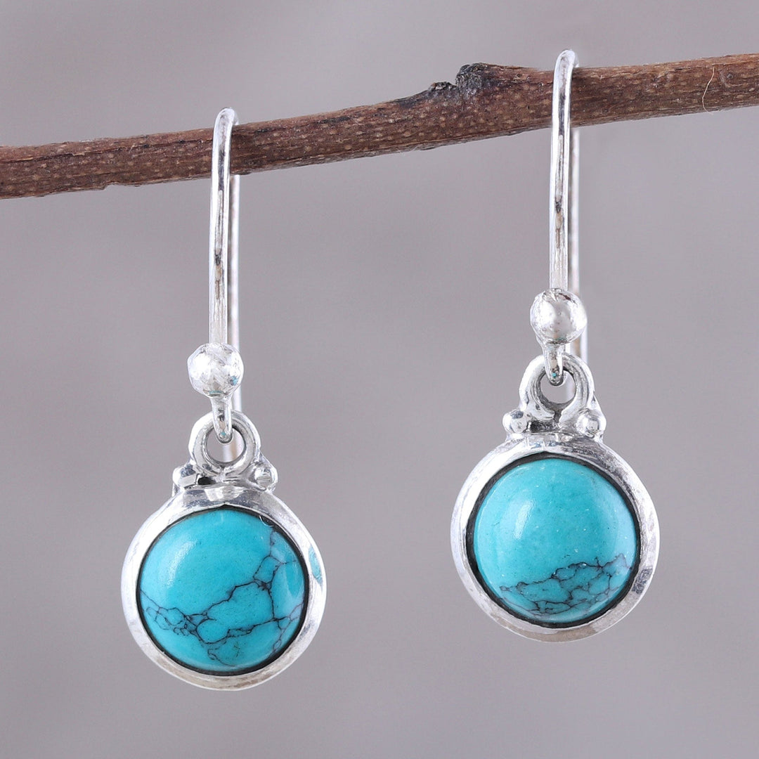 Composite Turquoise and Sterling Silver Dangle Earrings - Happy Gleam
