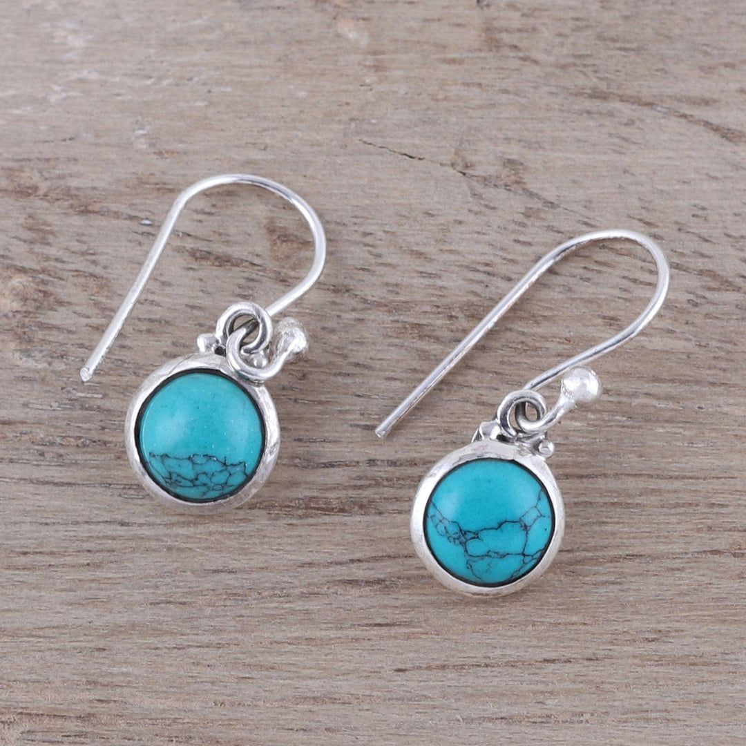 Composite Turquoise and Sterling Silver Dangle Earrings - Happy Gleam
