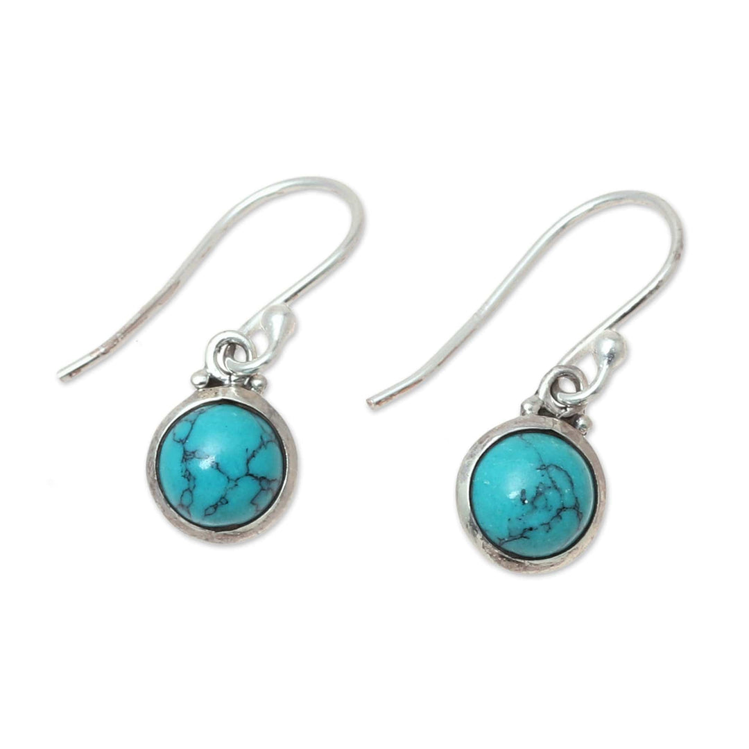 Composite Turquoise and Sterling Silver Dangle Earrings - Happy Gleam