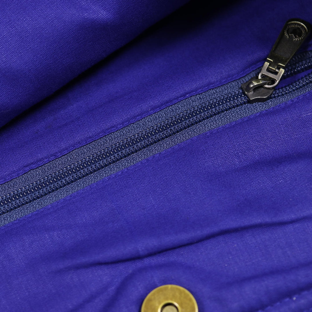 Embroidered Floral Cotton Tote in Lapis - Lapis Garden