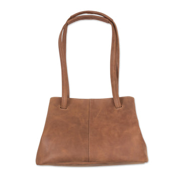 Handmade Leather Shoulder Bag in Sepia - Stylish Sepia