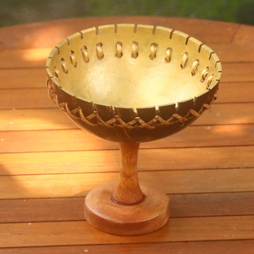 Coconut Shell Jewelry Stand Crafted in Bali - Personal Treasure