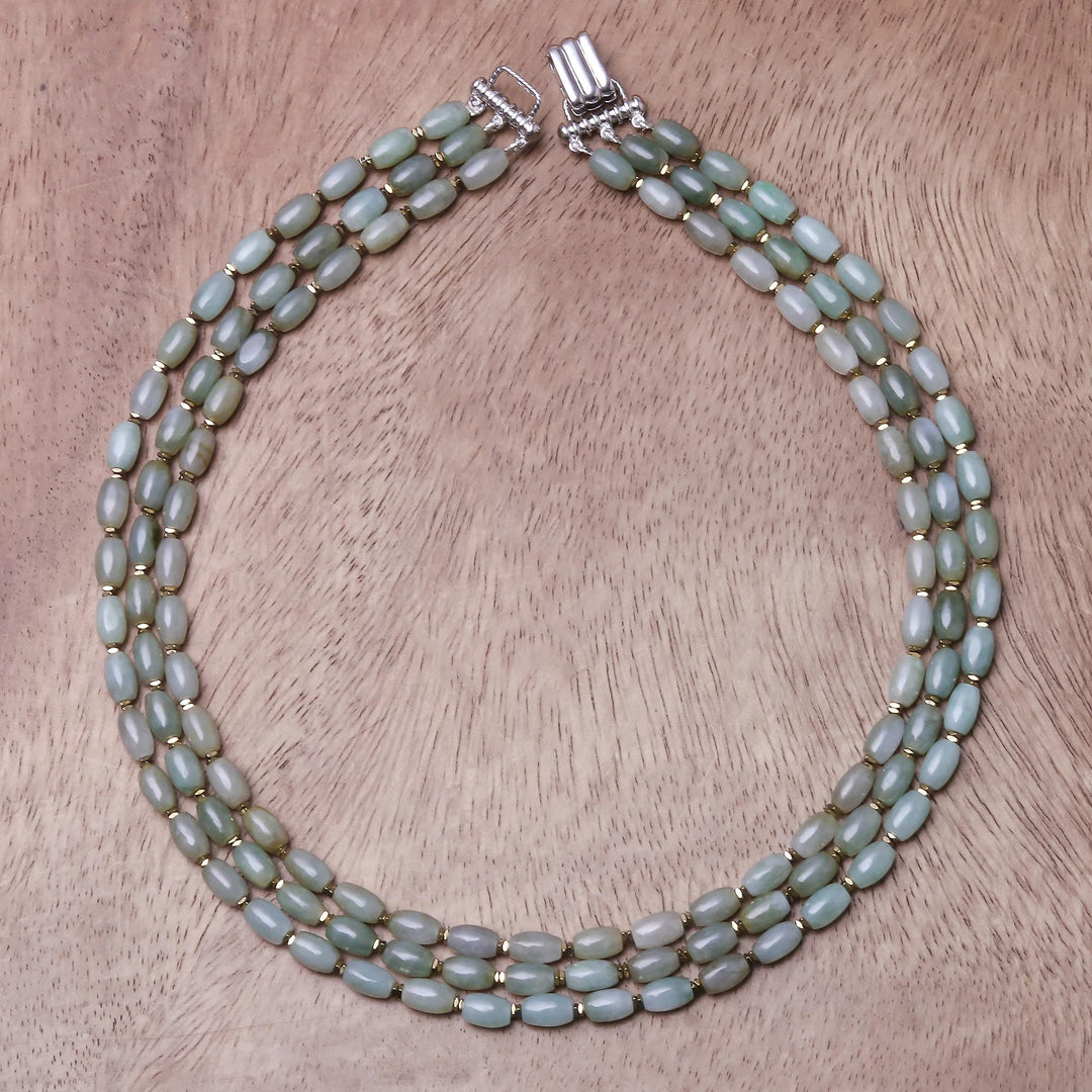 Jade and Hematite Beaded Strand Necklace from Thailand - Graceful Palace