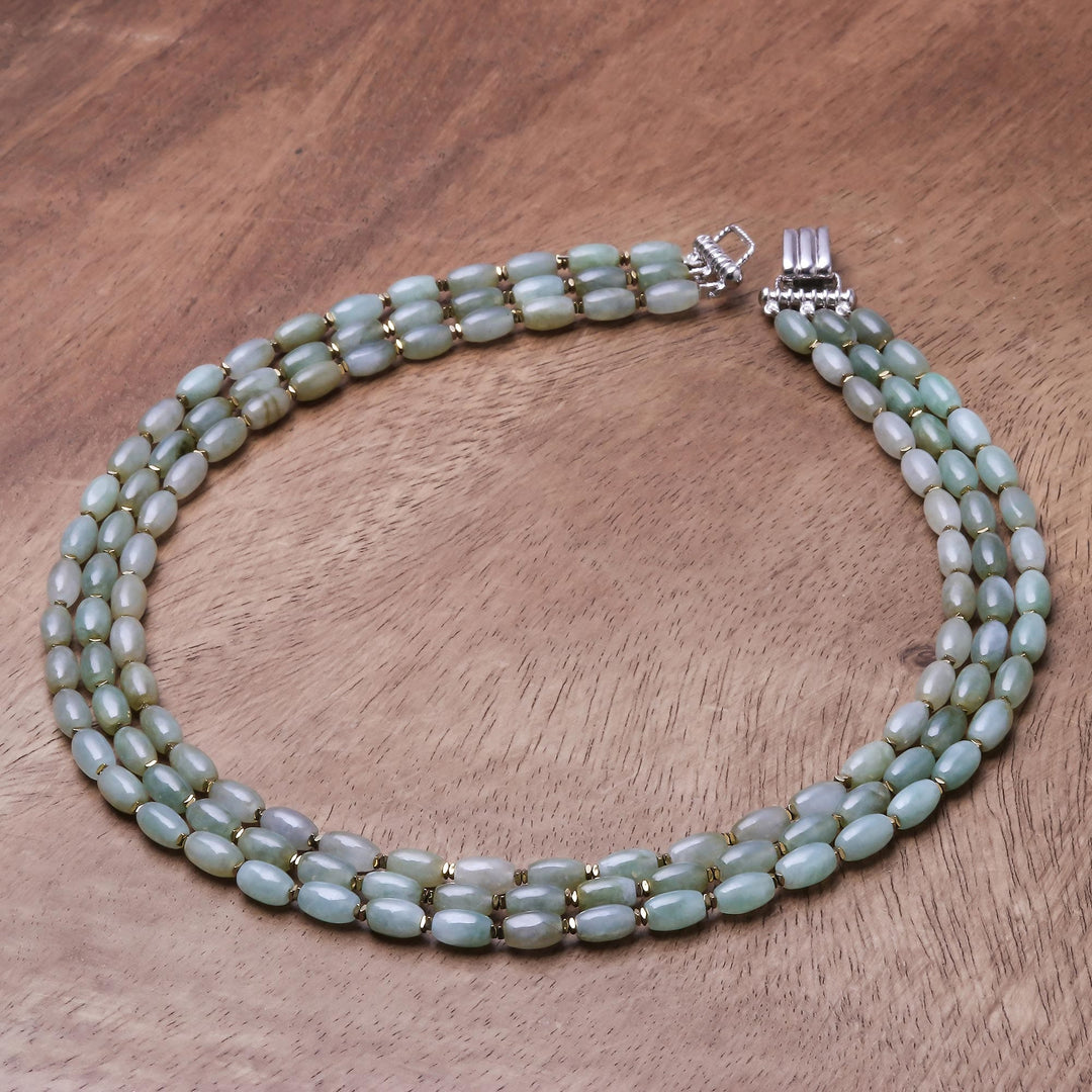 Jade and Hematite Beaded Strand Necklace from Thailand - Graceful Palace