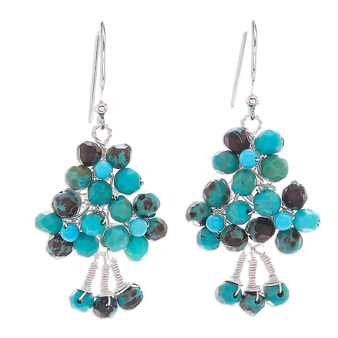 Sterling Silver and Calcite Beaded Dangle Earrings - Beaded Forest