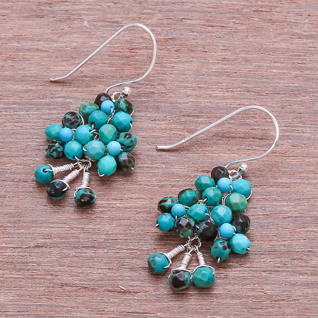 Sterling Silver and Calcite Beaded Dangle Earrings - Beaded Forest