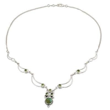 Peridot Turquoise Pendant Necklace from India - Green