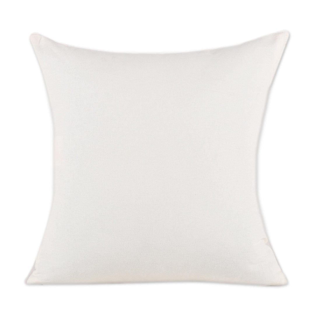 Embroidered Cotton Cushion Covers in Blue from India (Pair) - Divine Orchard in Blue