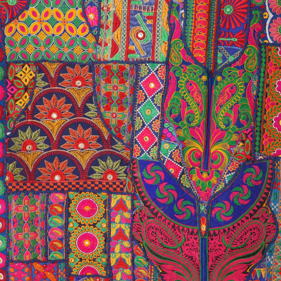 Colorful Cotton Blend Patchwork Wall Hanging from India - Royal Flair