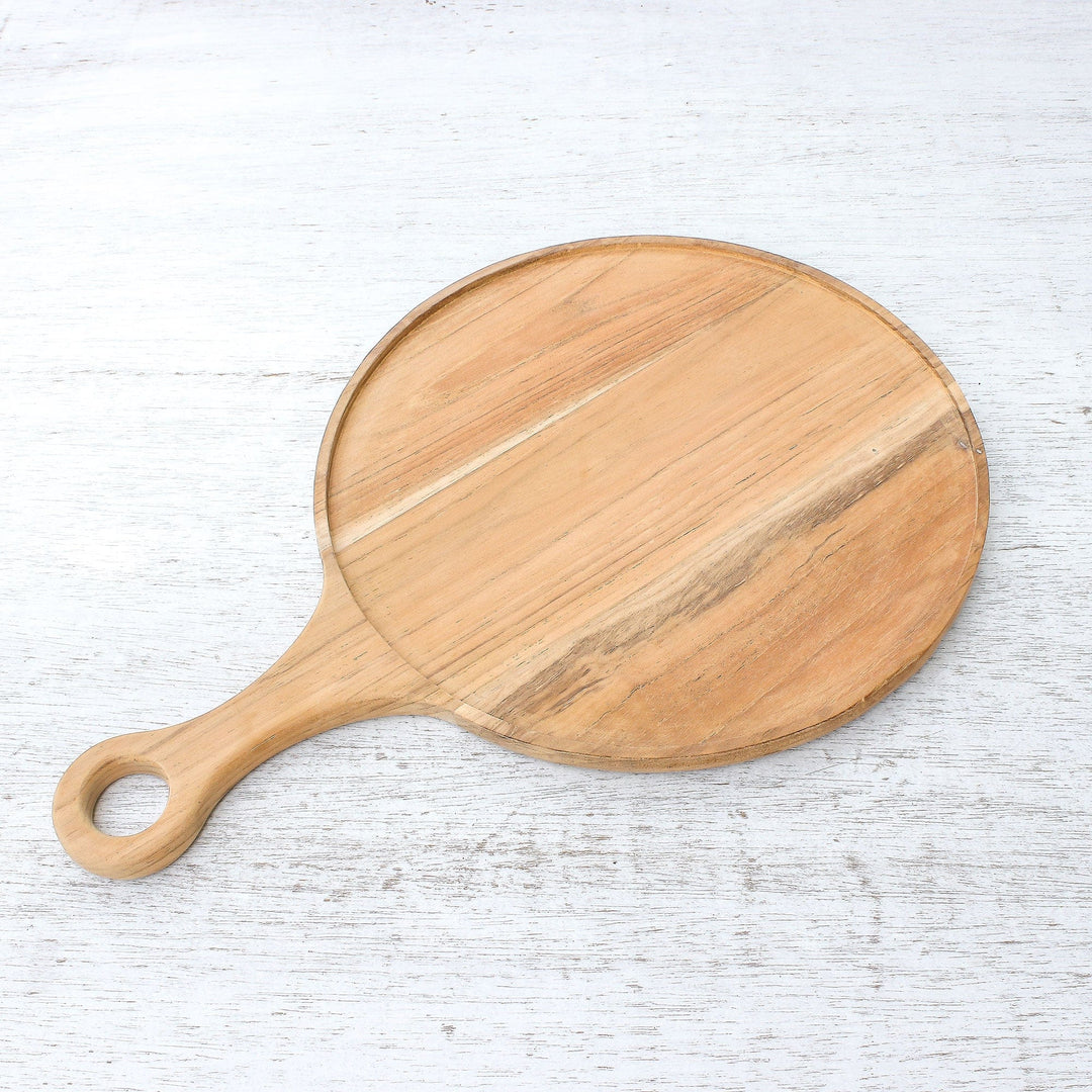 Handmade Teak Wood Pizza Tray from Thailand - Time to Eat