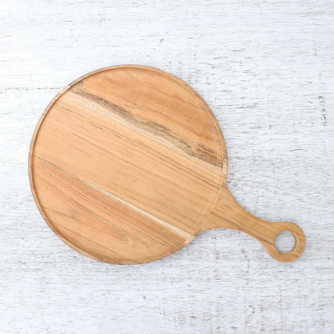 Handmade Teak Wood Pizza Tray from Thailand - Time to Eat