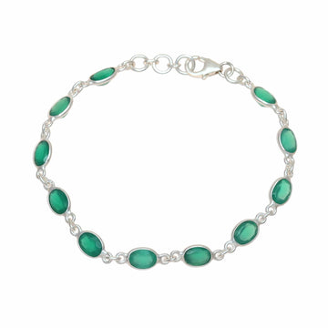 Green Onyx Tennis Bracelet from India - Romantic Green