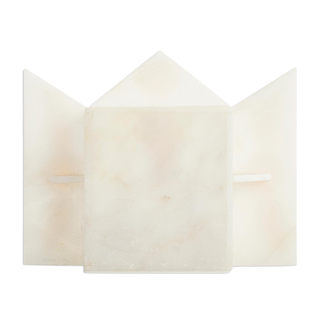 Ivory-Hued Alabaster Nativity Scene from Peru (8.5 in.) - Floral Birth