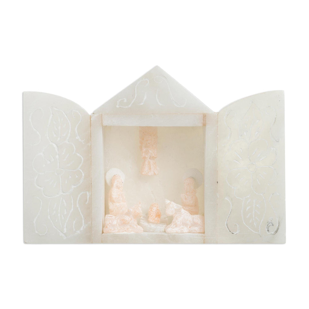 Handcrafted Alabaster Mini Nativity Scene from Peru - Intricate Nativity