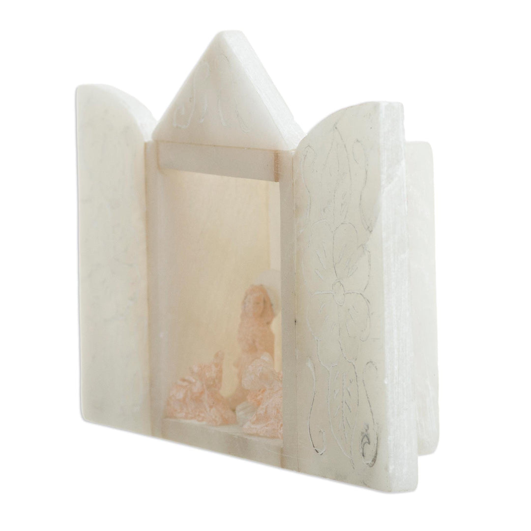 Handcrafted Alabaster Mini Nativity Scene from Peru - Intricate Nativity