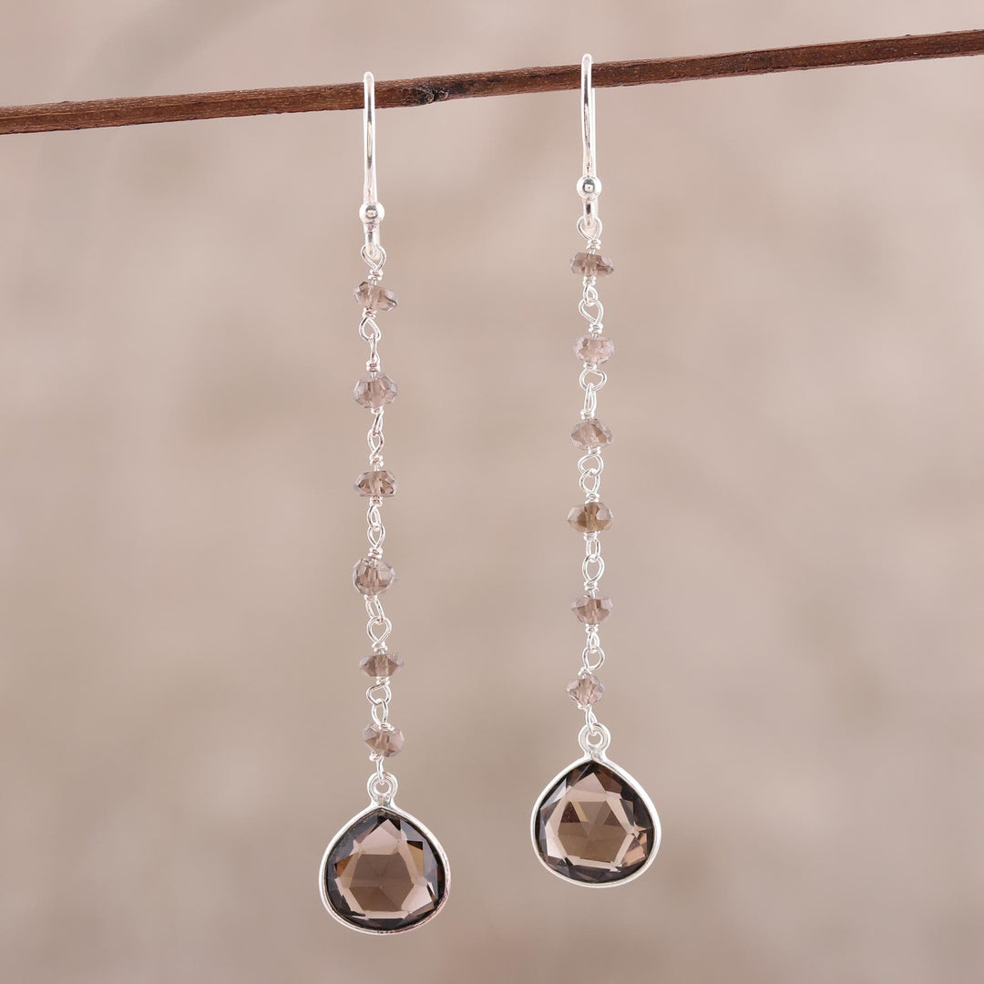 4 Carat Smoky Quartz Dangle Earrings - Morning Drops