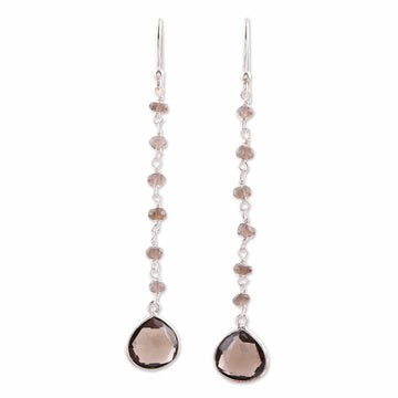 4 Carat Smoky Quartz Dangle Earrings - Morning Drops