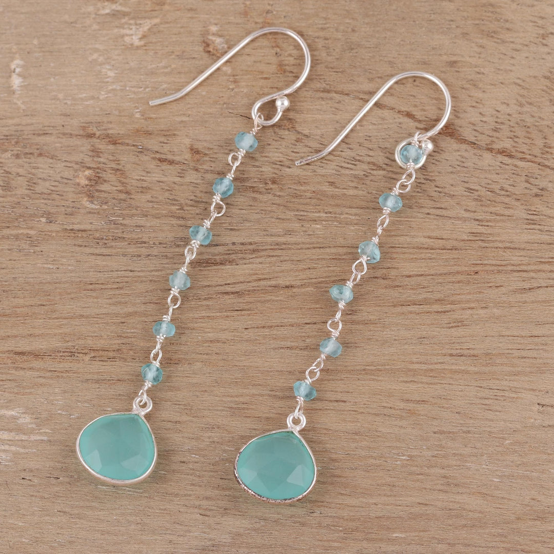 4 Carat Chalcedony Dangle Earrings from India - Morning Drops