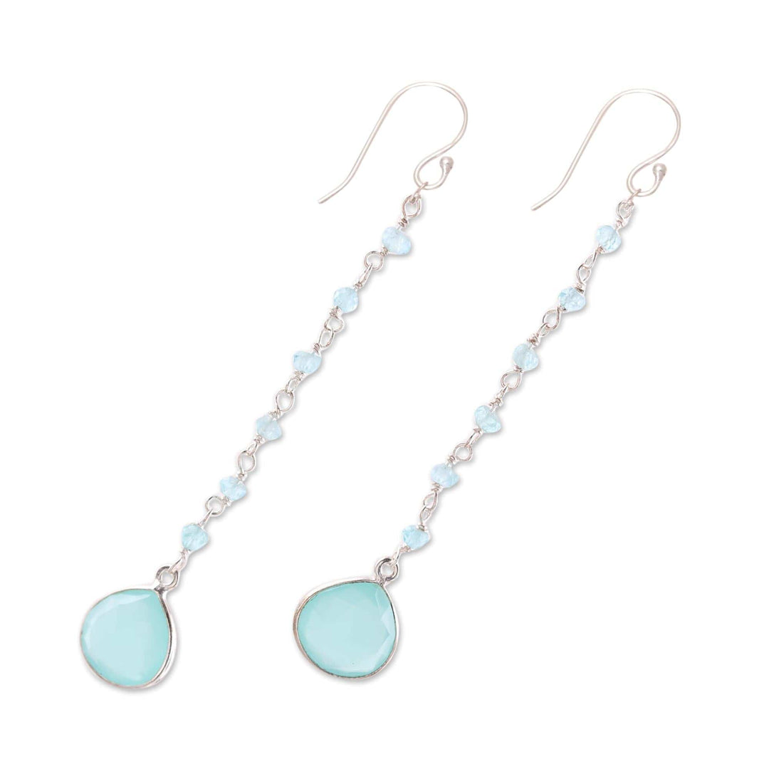 4 Carat Chalcedony Dangle Earrings from India - Morning Drops