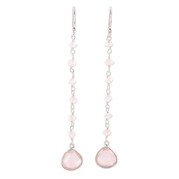 4-Carat Rose Quartz Dangle Earrings - Morning Drops