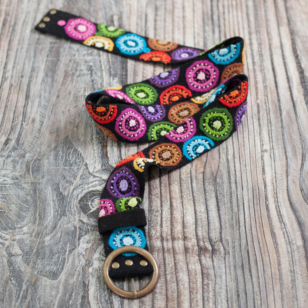 Multicolored Embroidered Wool Belt from Peru - Andean Multicolor