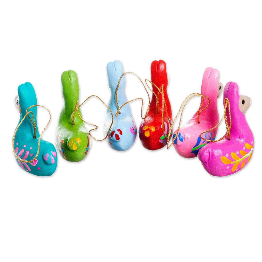 Hand-Painted Ceramic Llama Ornaments from Peru (Set of 6) - Llama Family