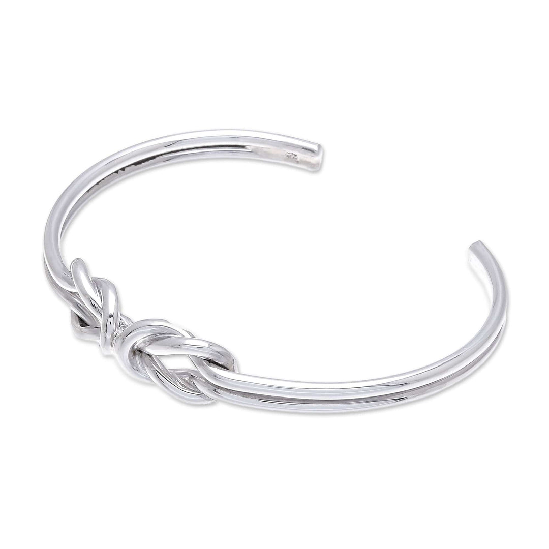 Knotted Sterling Silver Cuff Bracelet from Thailand - Double Knot
