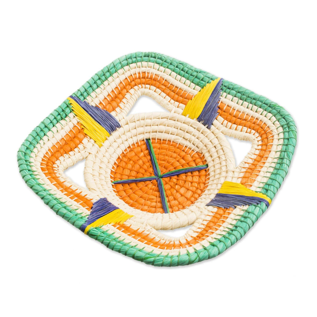 Handwoven Chambira Tree Fiber Decorative Basket from Peru - Jungle Compass