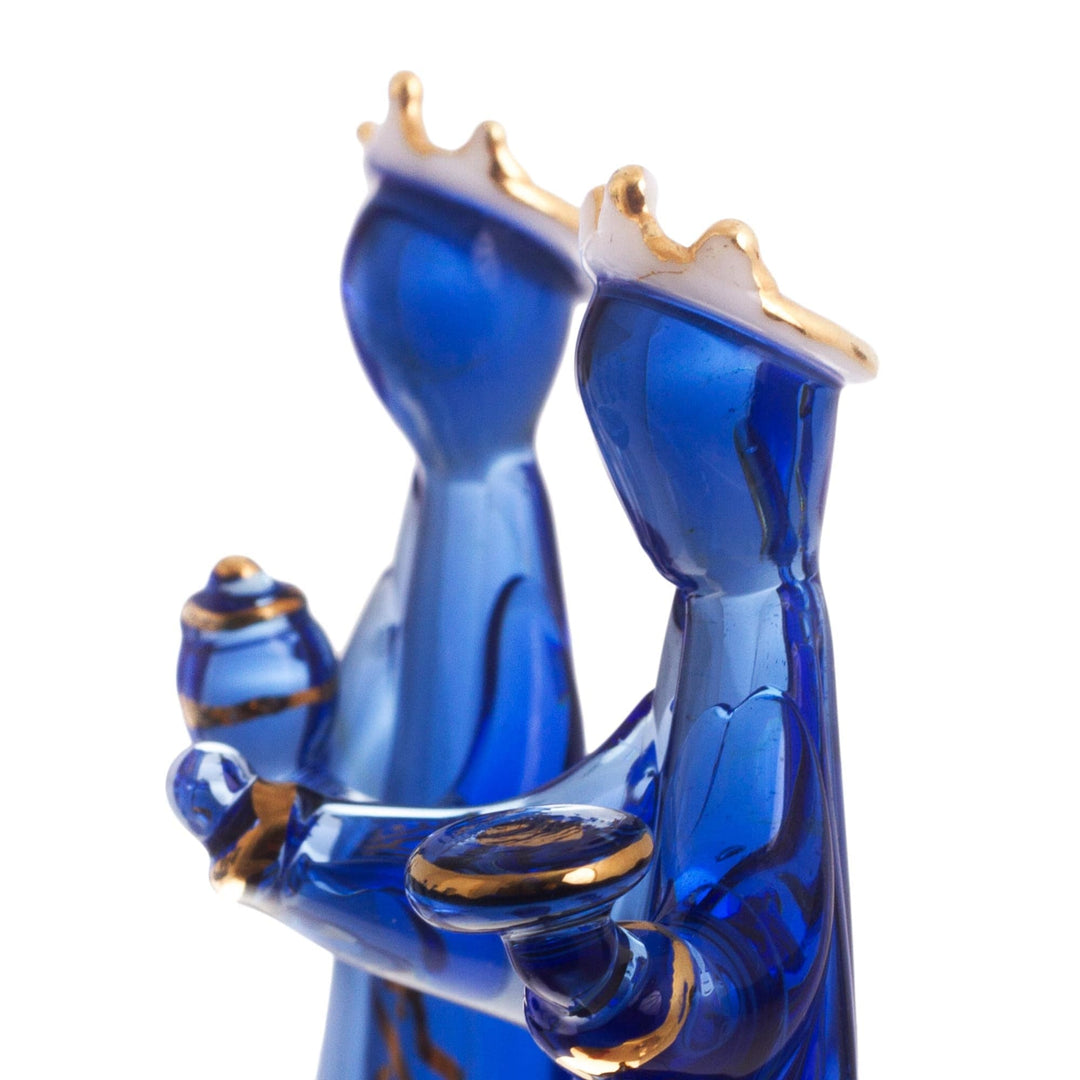 Blue Gilded Glass Nativity Scene from Peru (10 Piece) - Blue Festivity