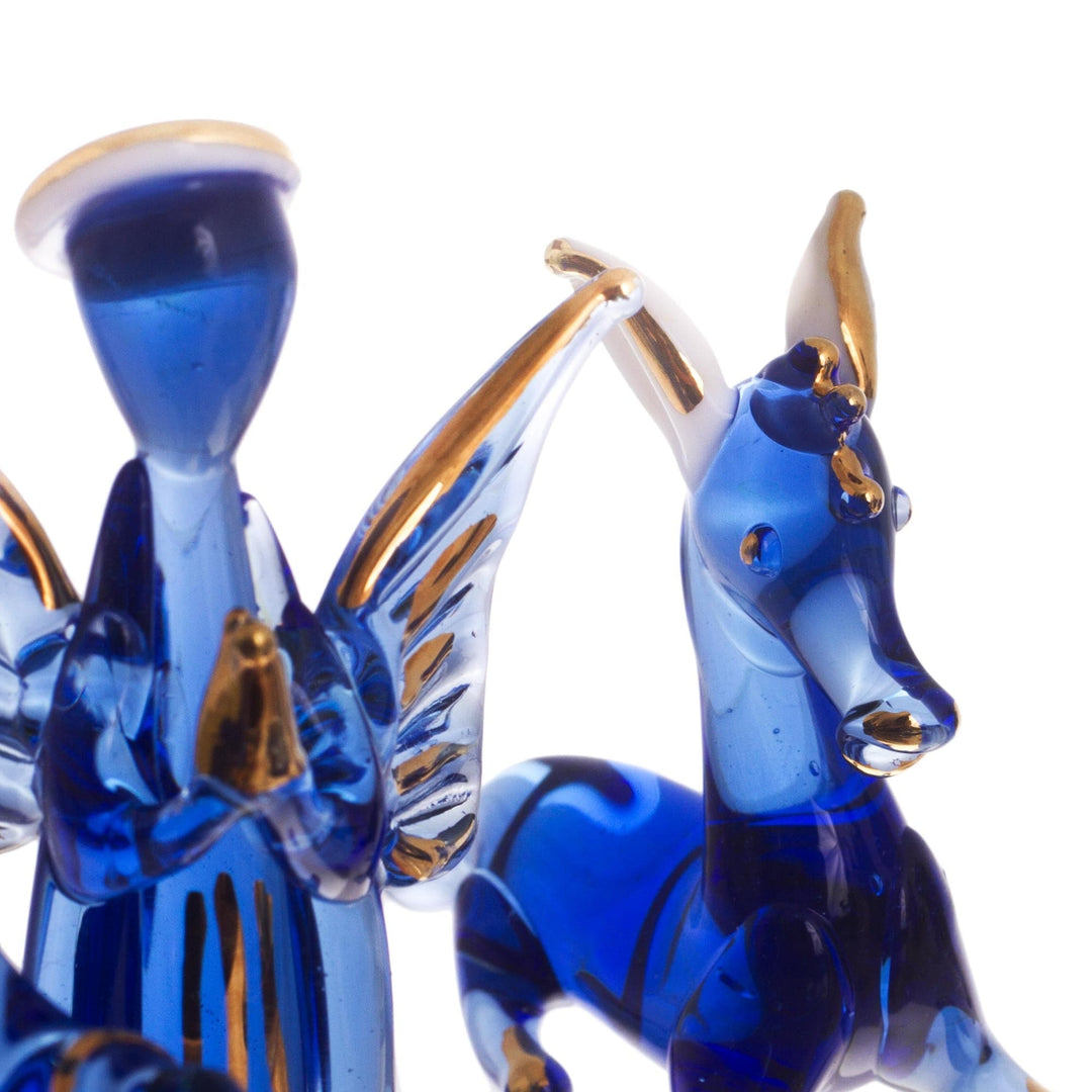 Blue Gilded Glass Nativity Scene from Peru (10 Piece) - Blue Festivity