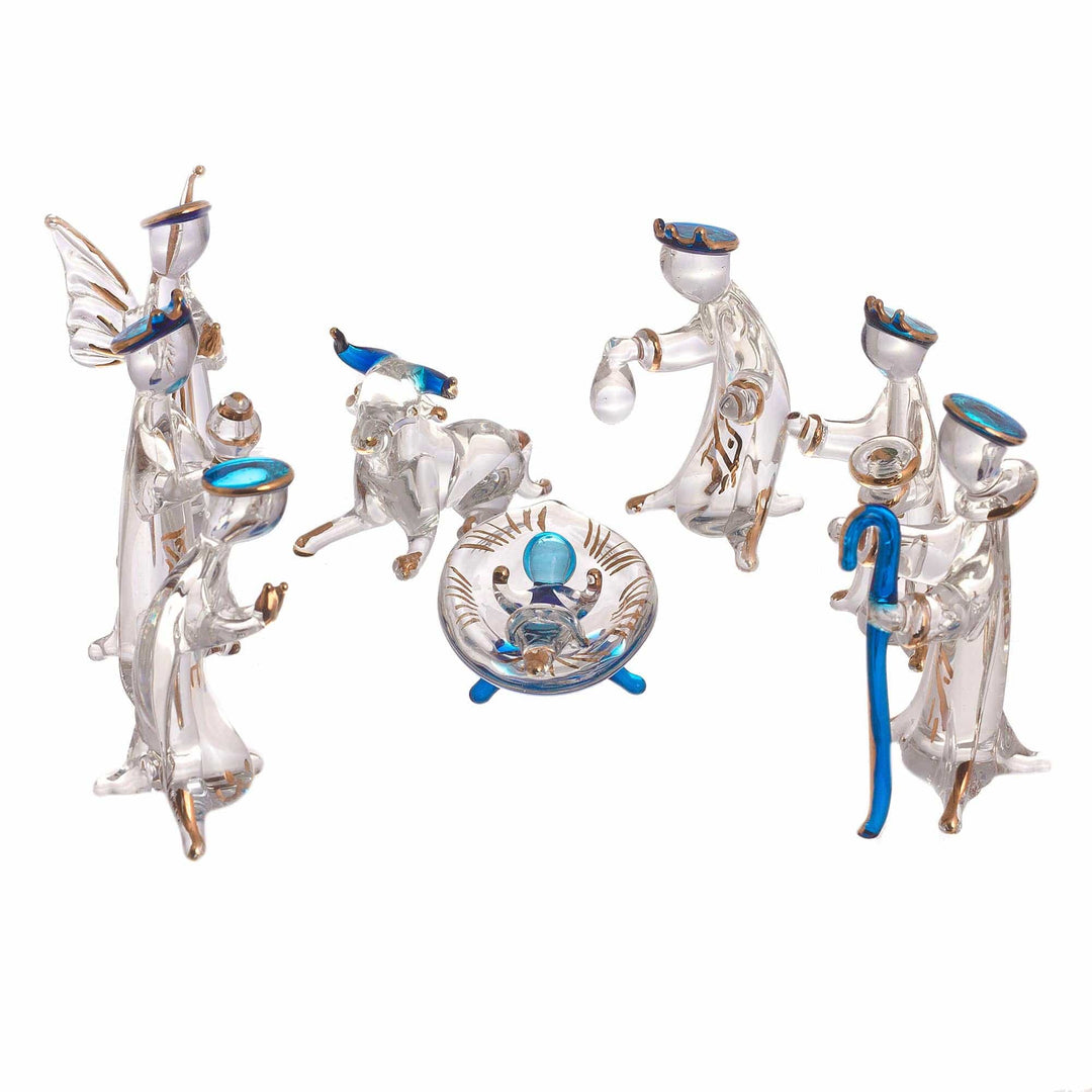 Clear Gilded Glass Nativity Scene from Peru (10 Piece) - Festivity