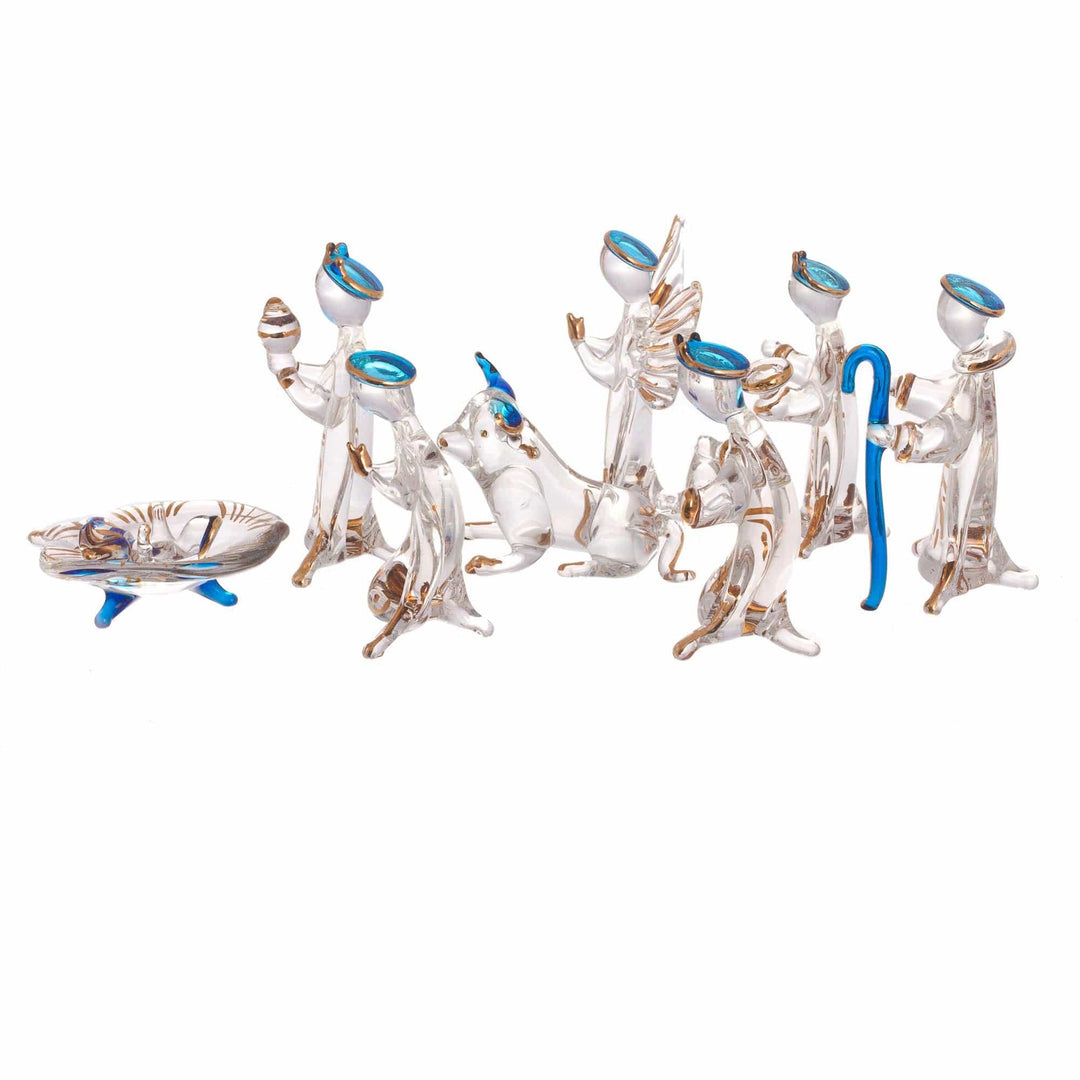 Clear Gilded Glass Nativity Scene from Peru (10 Piece) - Festivity
