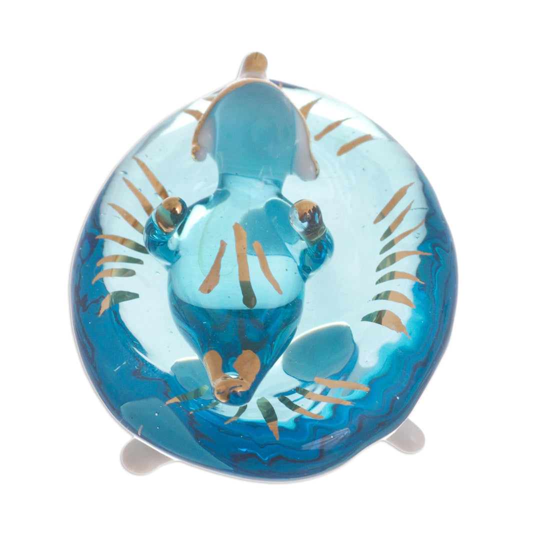 Blue Gilded Glass Nativity Scene from Peru (12 Piece) - Andean Festivity in Blue