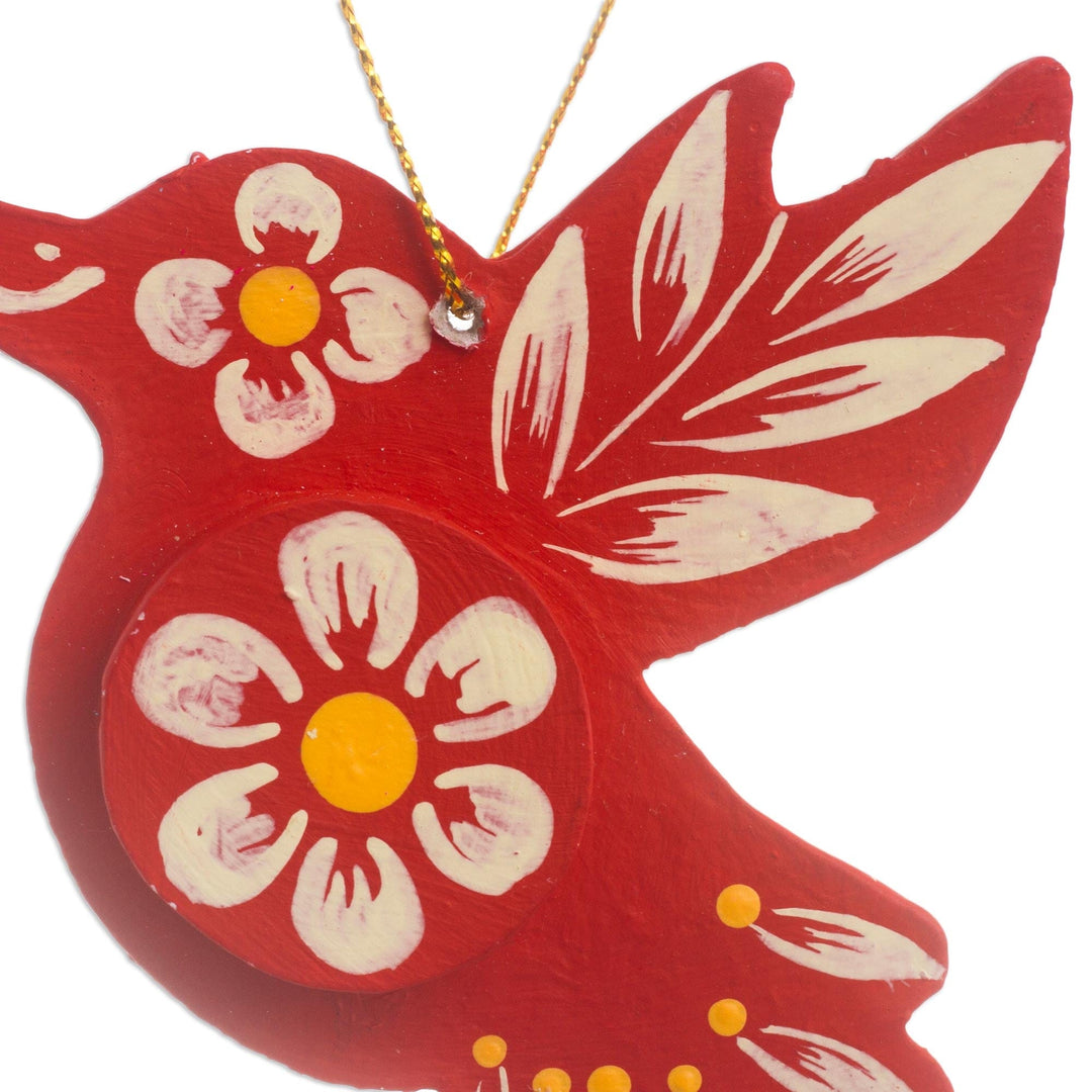 Floral Papier Mache Hummingbird Ornaments (Set of 4) - Ayacucho Hummingbirds