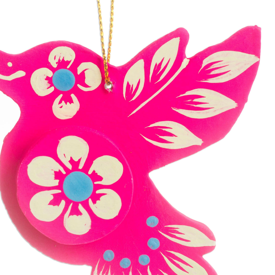 Floral Papier Mache Hummingbird Ornaments (Set of 4) - Ayacucho Hummingbirds
