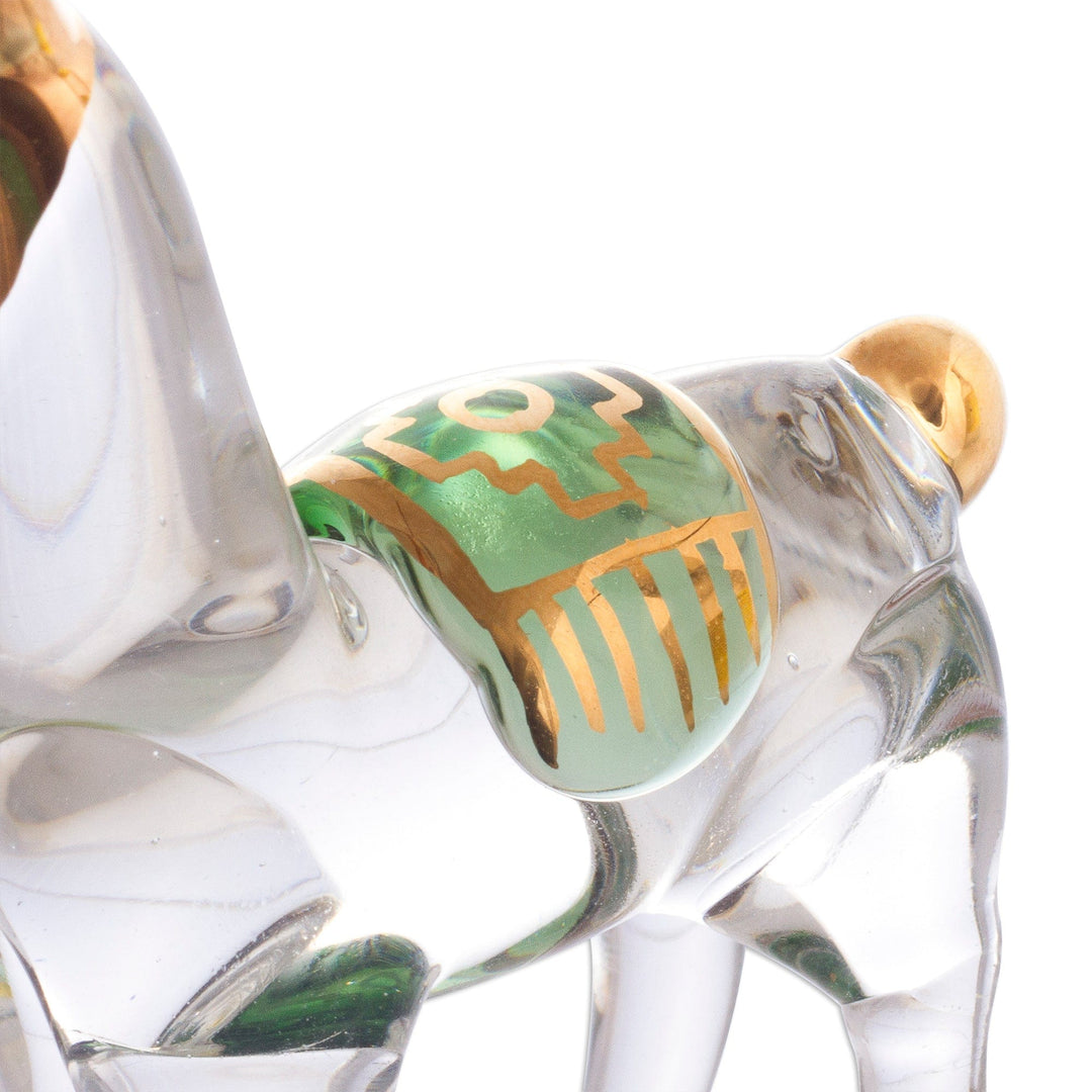 Gilded Clear Glass Llama Figurines (Set of 4) - Llama Family