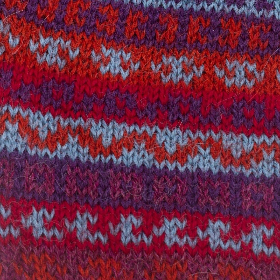 Striped 100% Alpaca Knit Gloves from Peru - Andean Art