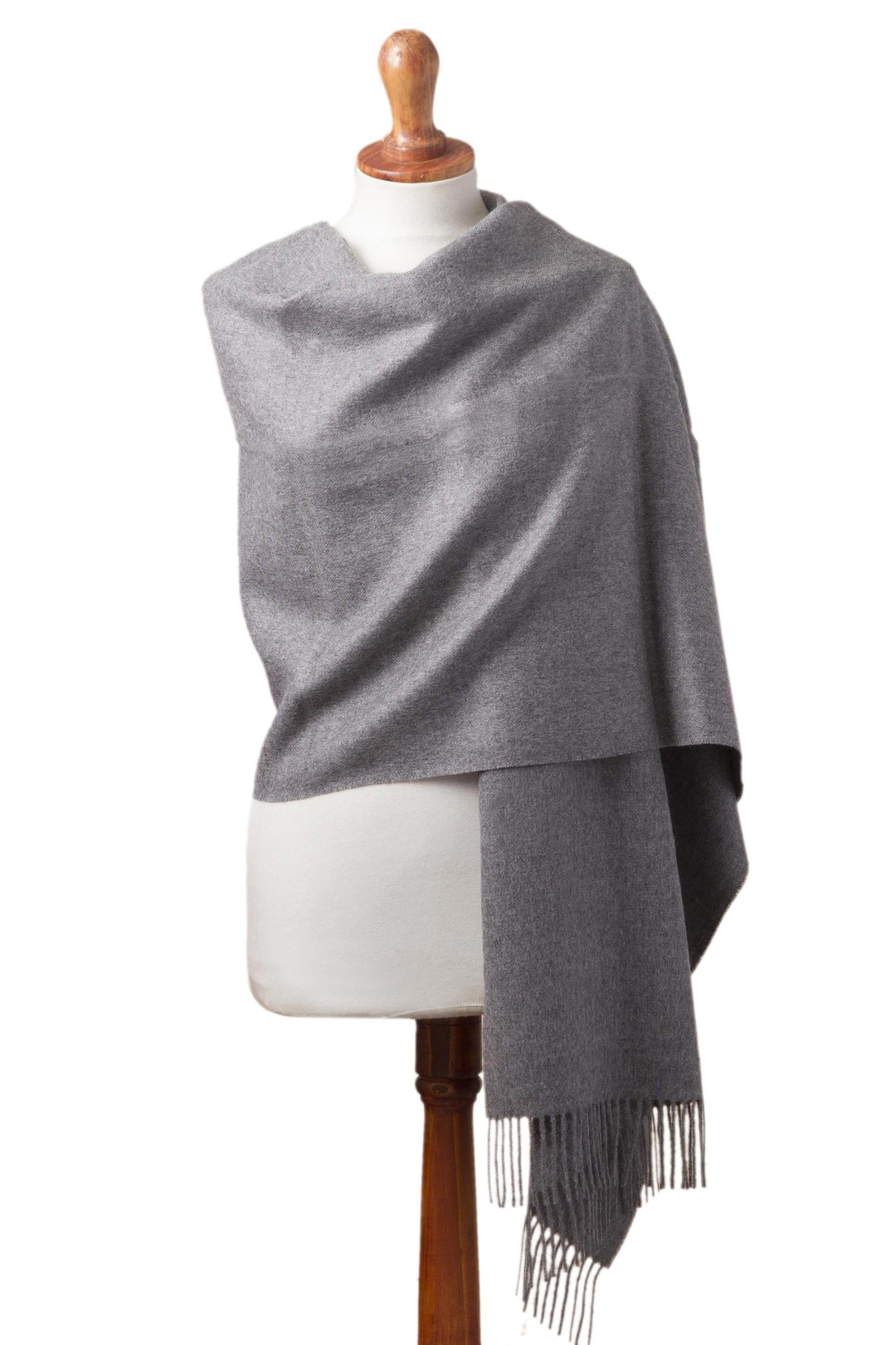 100% Baby Alpaca Shawl in Solid Smoke from Peru - Simple Beauty in Smoke