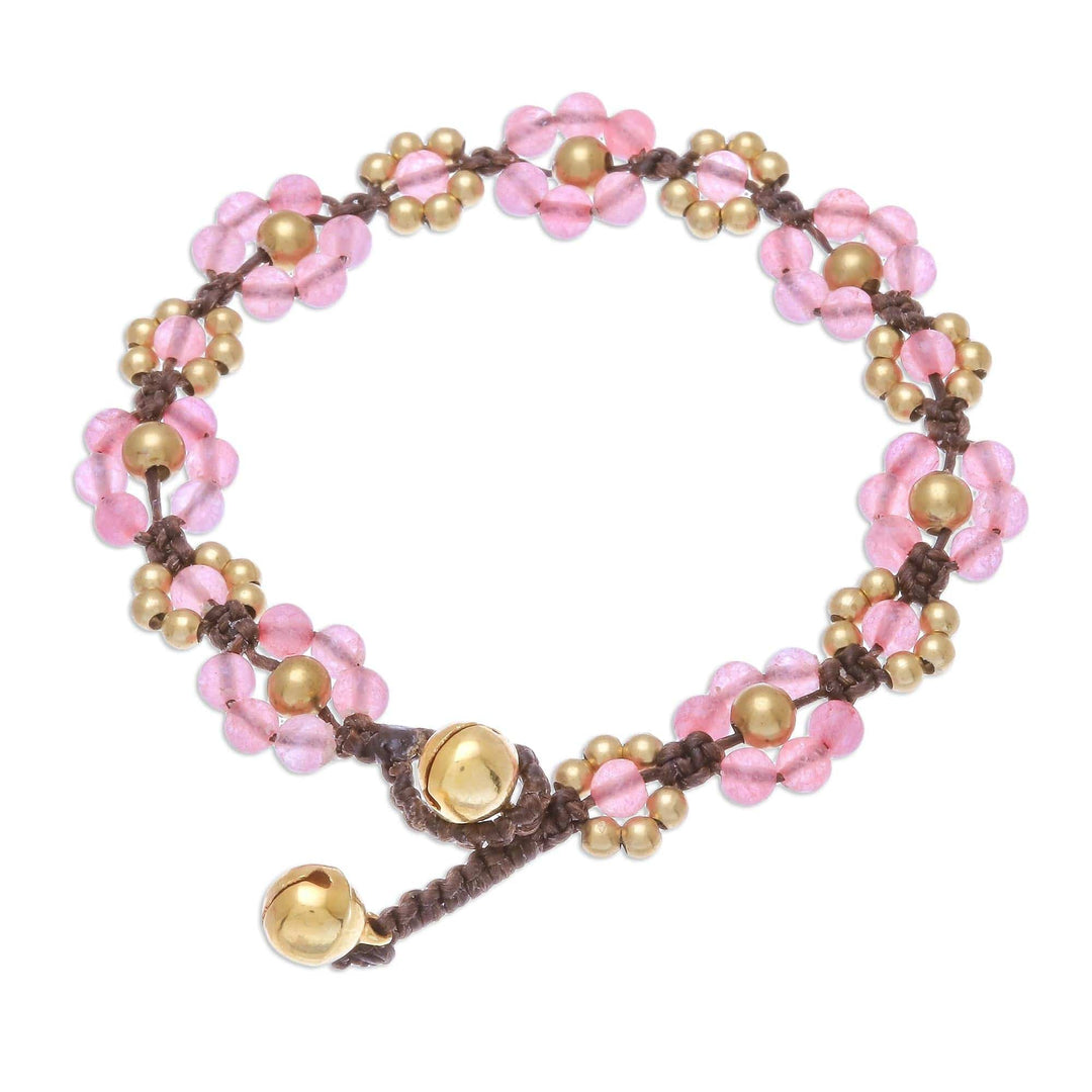Pink Quartz Beaded Macrame Bracelet from Thailand - Blooming with Love