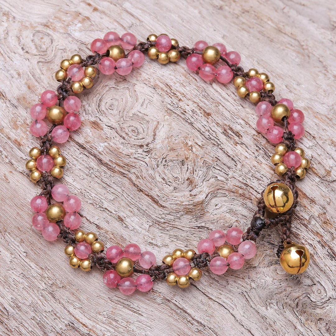 Pink Quartz Beaded Macrame Bracelet from Thailand - Blooming with Love