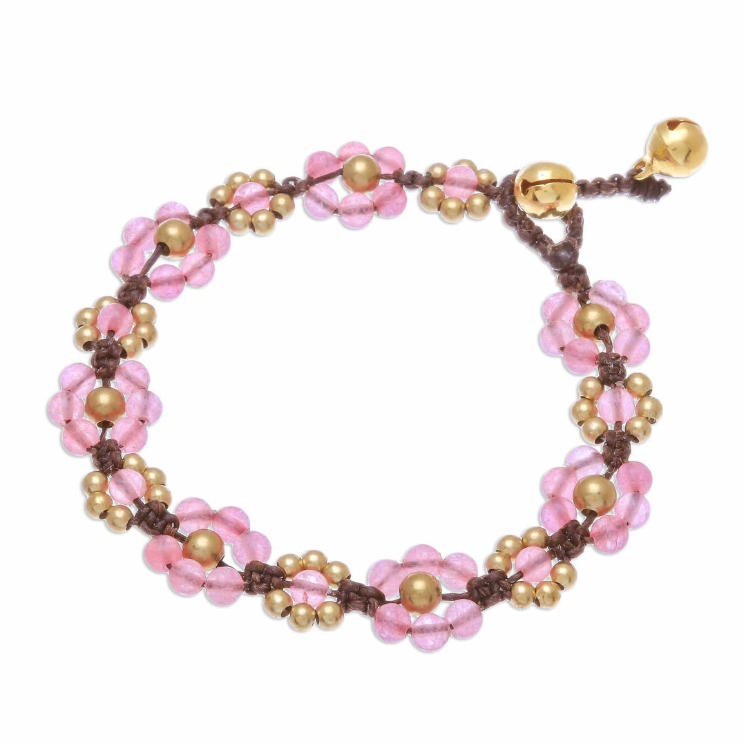 Pink Quartz Beaded Macrame Bracelet from Thailand - Blooming with Love