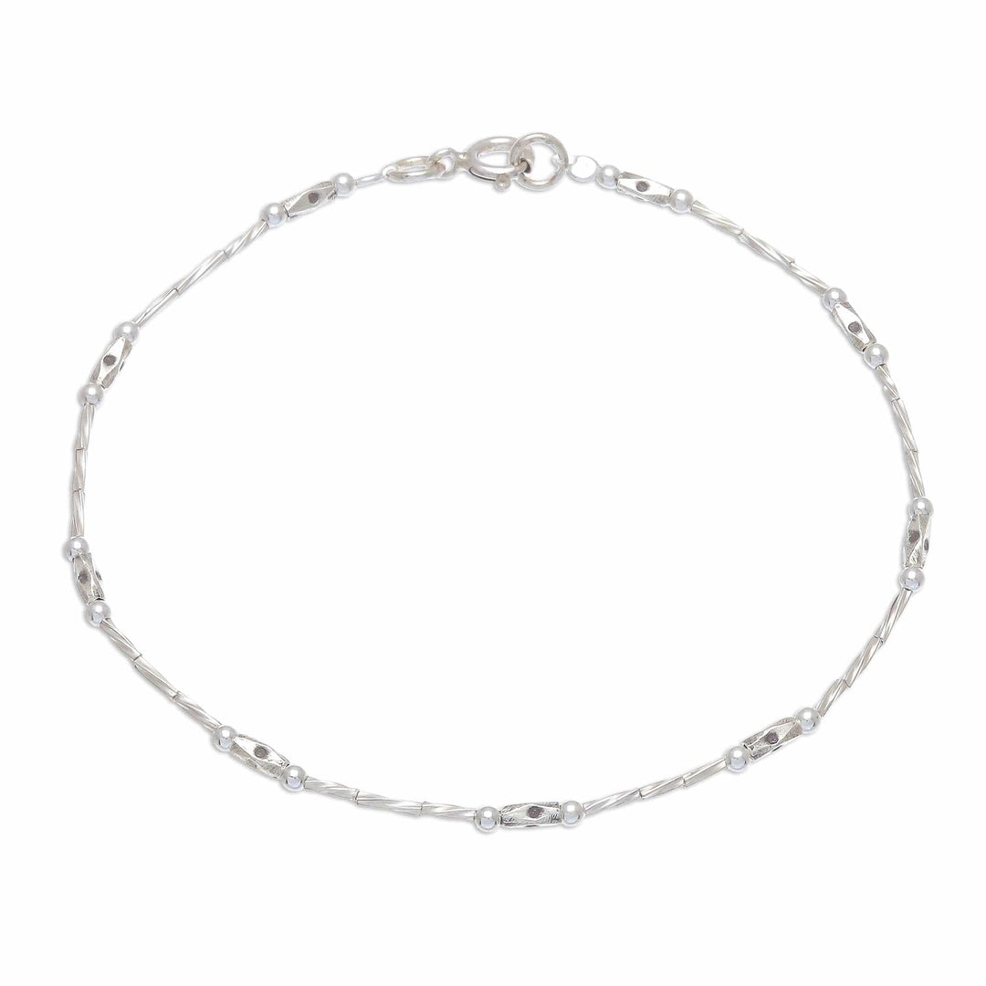 Spiral Pattern Karen Silver Beaded Bracelet from Thailand - Cute Hill Tribe