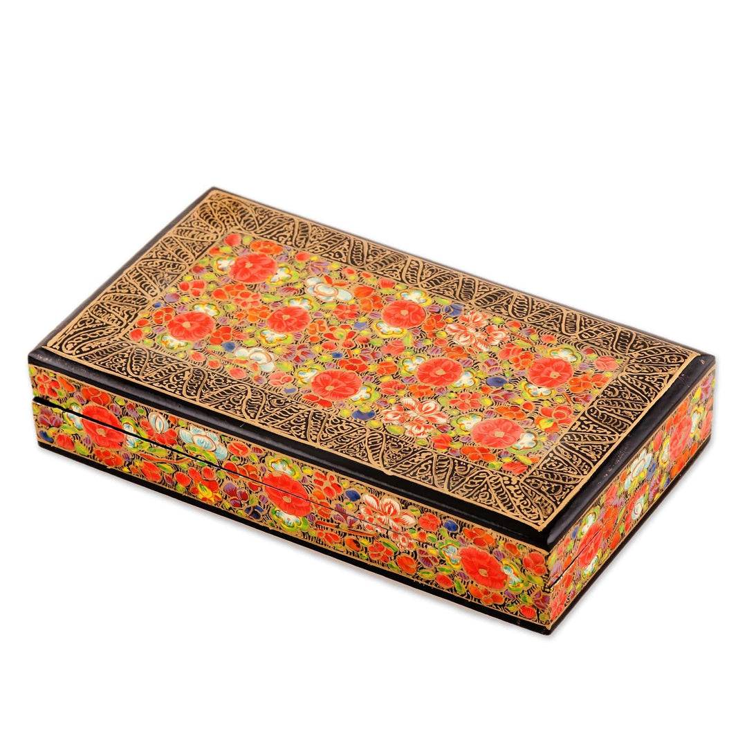 Floral Motif Papier Mache Decorative Box - Floral Intricacy