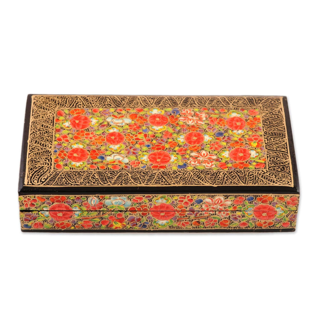 Floral Motif Papier Mache Decorative Box - Floral Intricacy