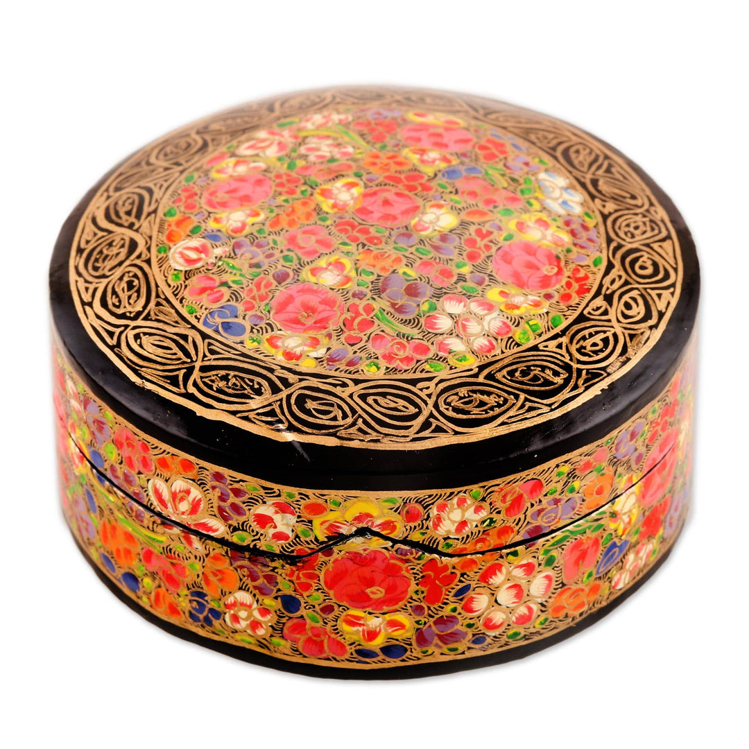 Set of 6 Papier Mache Coasters with Intricate Floral Motifs - Floral Intricacy
