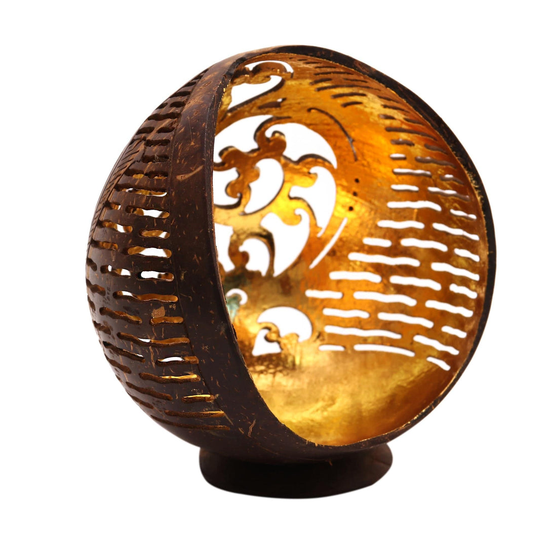 Openwork Pattern Coconut Shell Catchall from Bali - Golden Palace
